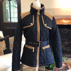 NWT, Vince COMUTO Blue Faux Suede Quilted Belted